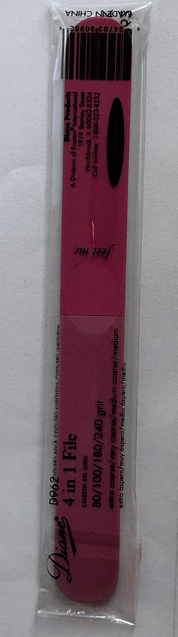 DIANE NAIL FILE 4 IN 1 D962 80/100/180/240 grit blue/pink