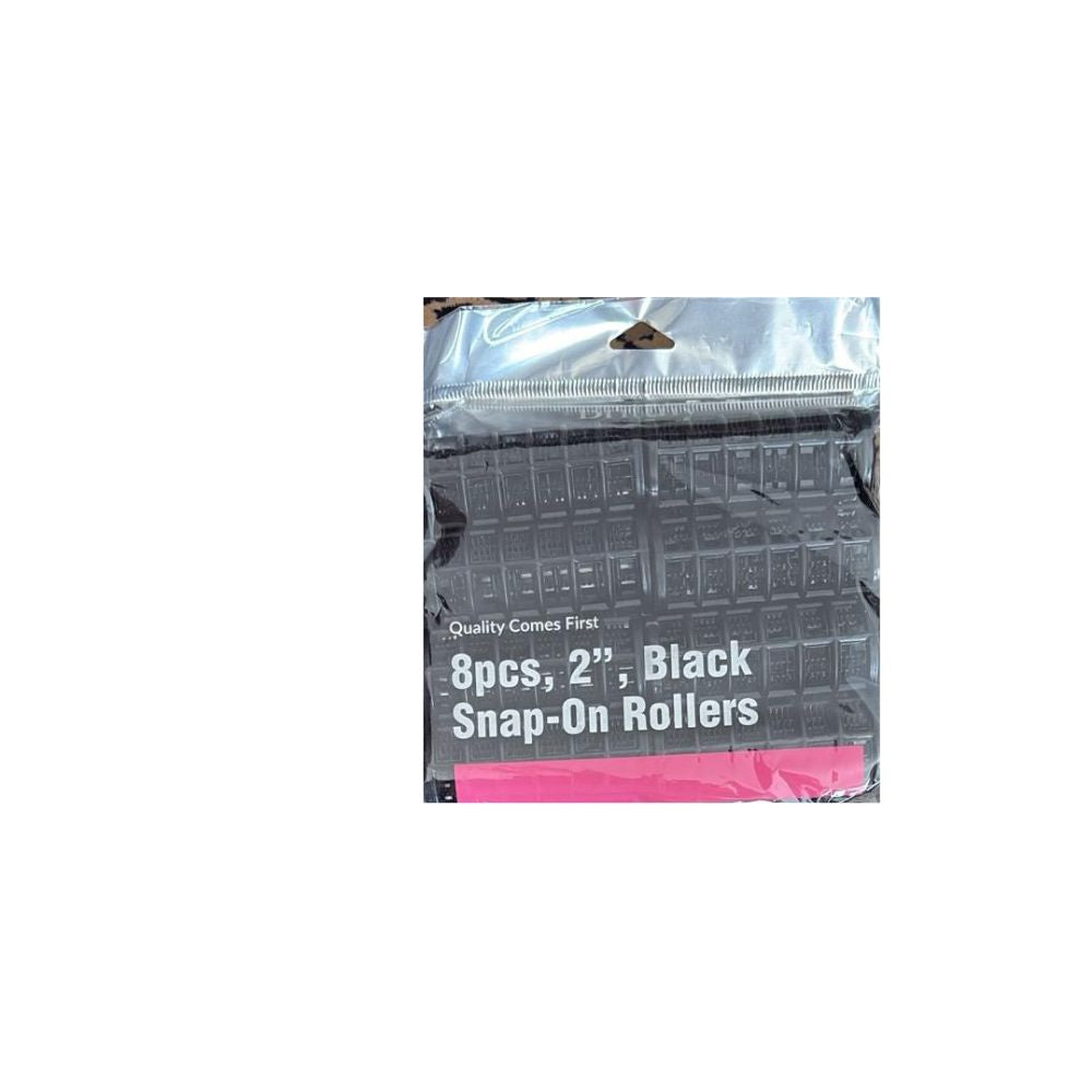BRITTNY 8 PCS, 2"BLACK SNAP-ON ROLLERS
