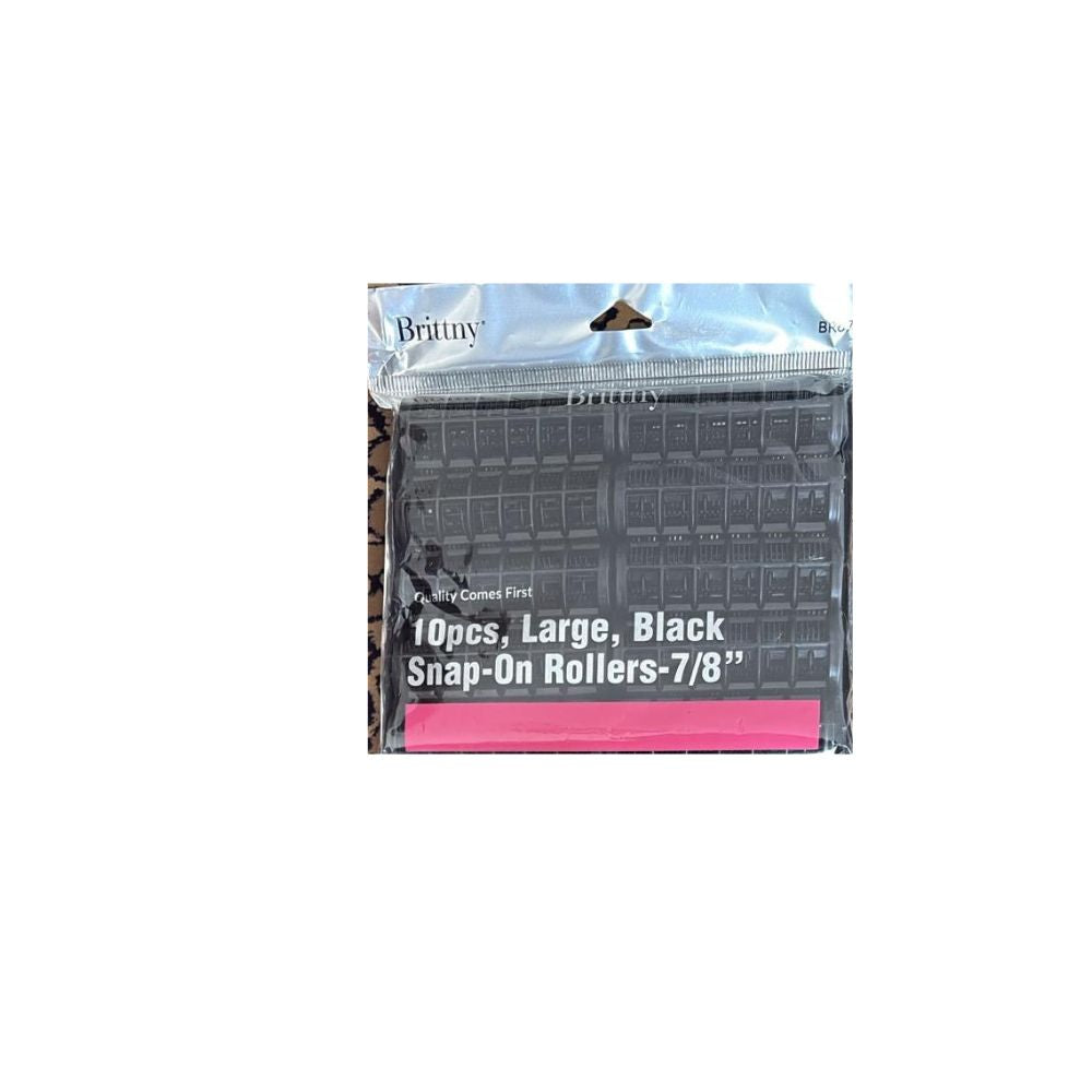 Brittny 10 pcs large black snap on rollers 7/8"