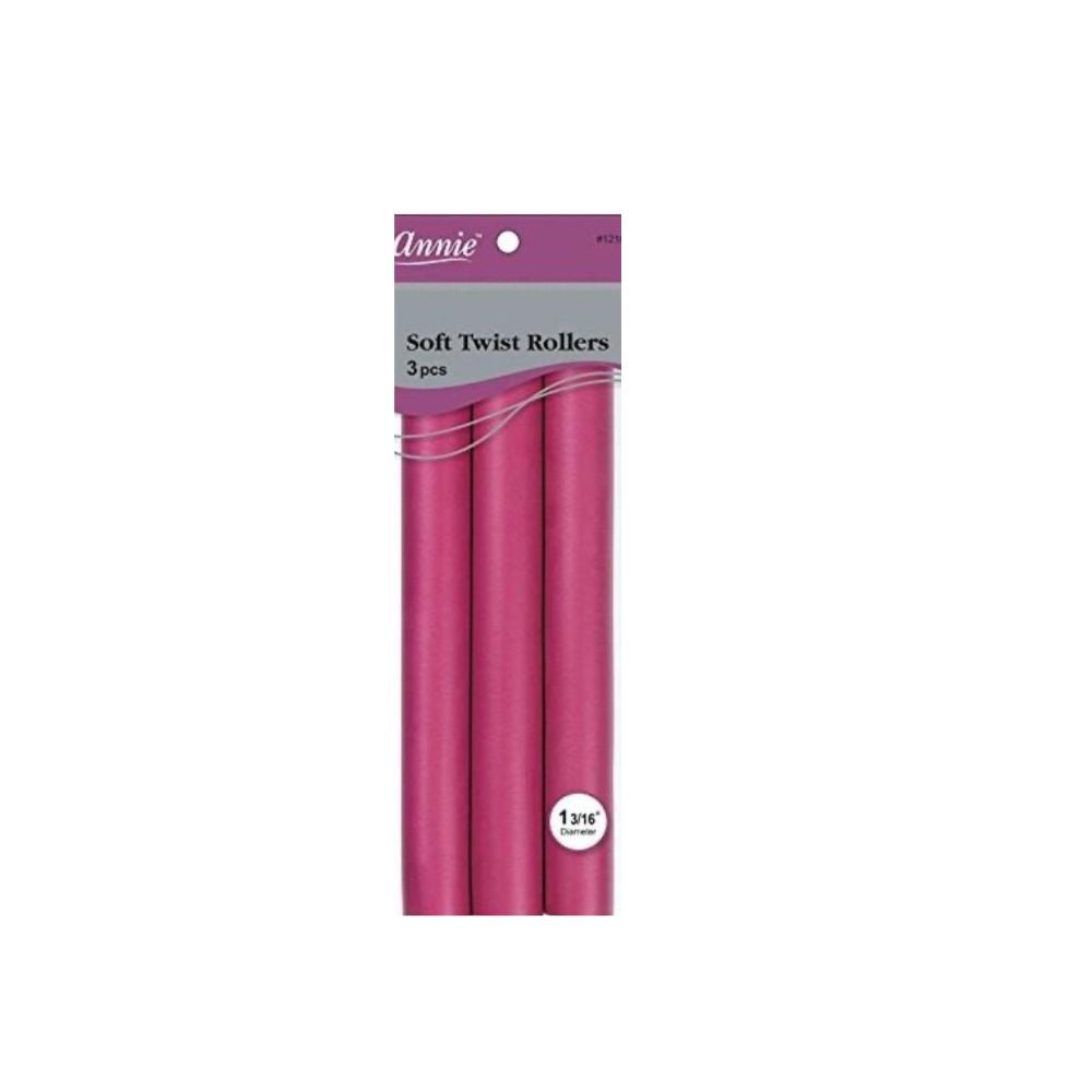 Annie Soft Twist Rollers 10" Long x 1 3/16"   pink