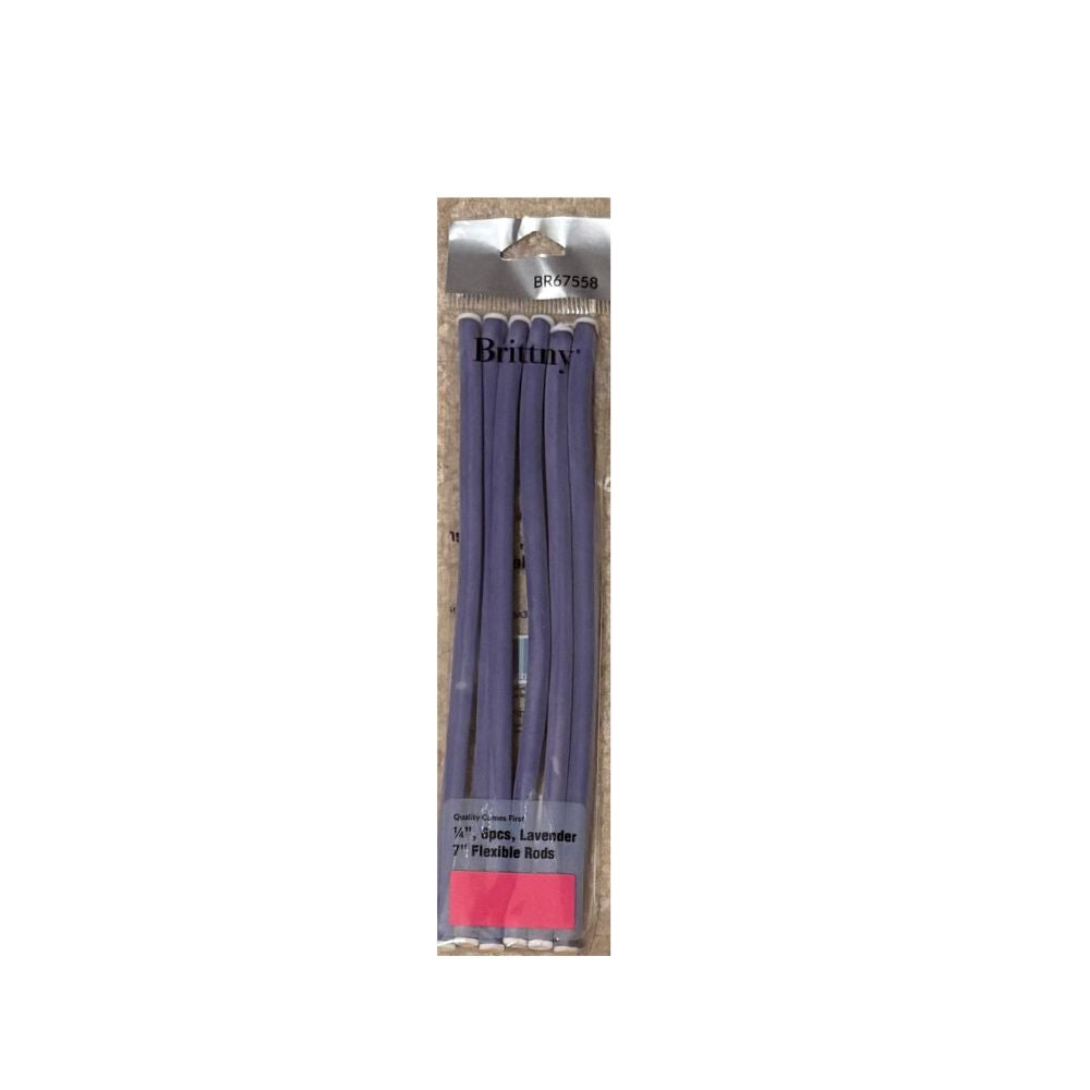 brittny 1/4" 6 pack long twist flex rods lavender BR67558