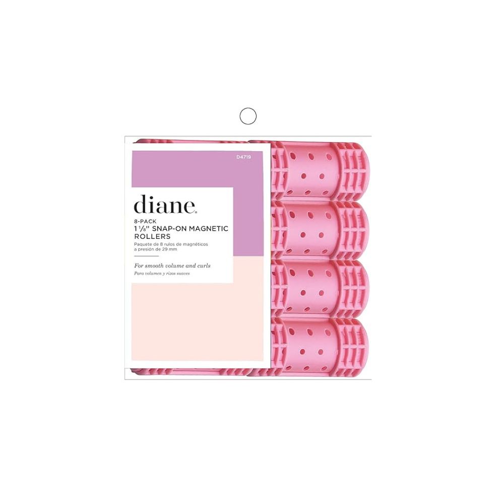 Diane Snap-On Magnetic Rollers 1 1/8" Pink - 8 Pack #D4719