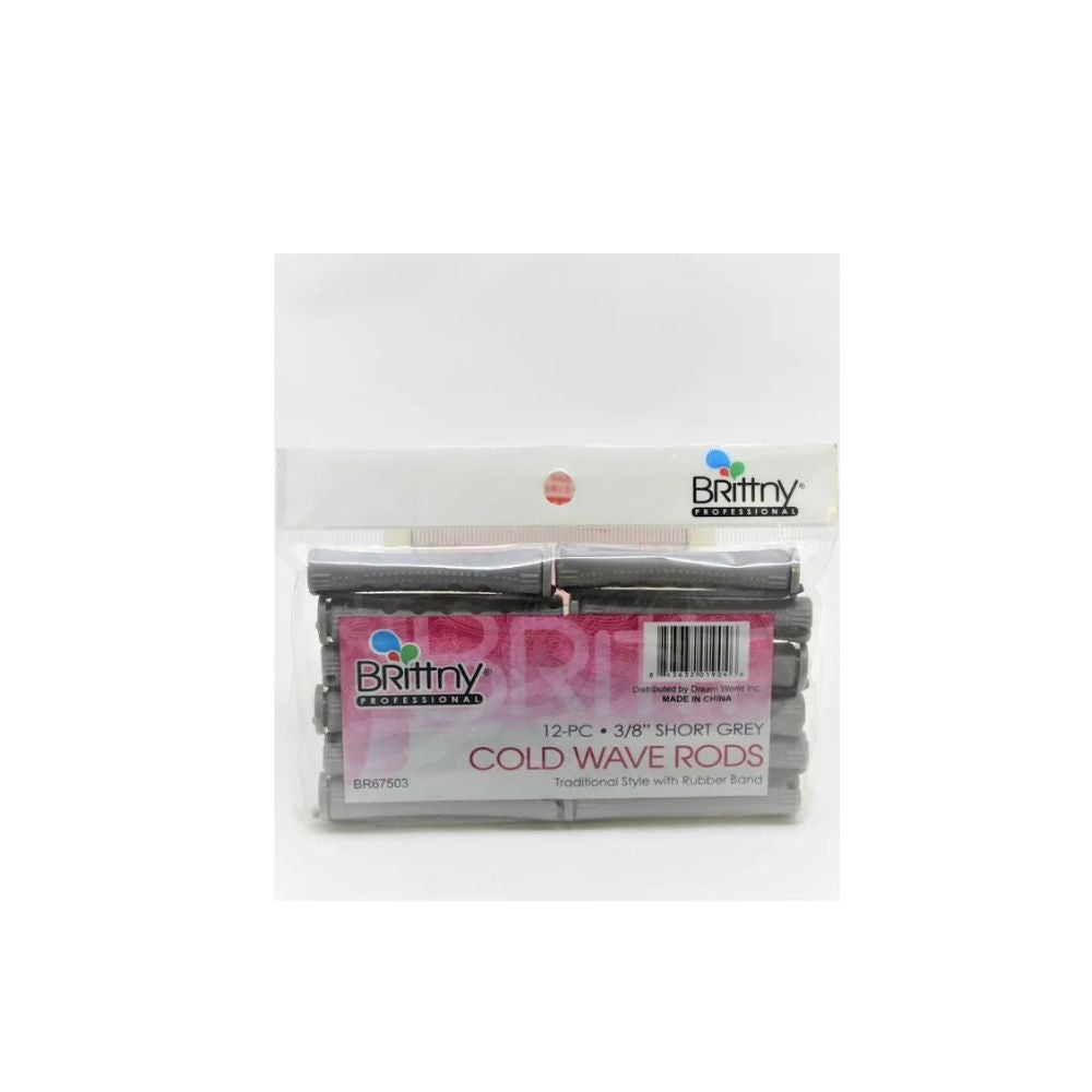 Brittny Cold Wave Rods - 3/8" Short Grey 12pcs BR67503