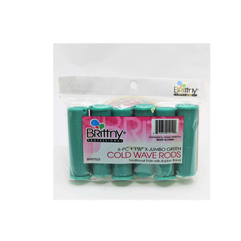 Brittny 6 PC 1 1/8" X jumbo green  Cold Wave Rods