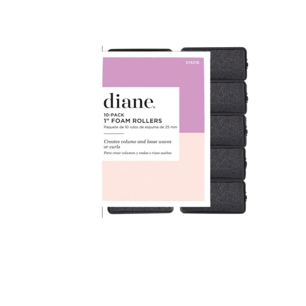 Diane #1921B 10 - Pack Foam Rollers 1" Black