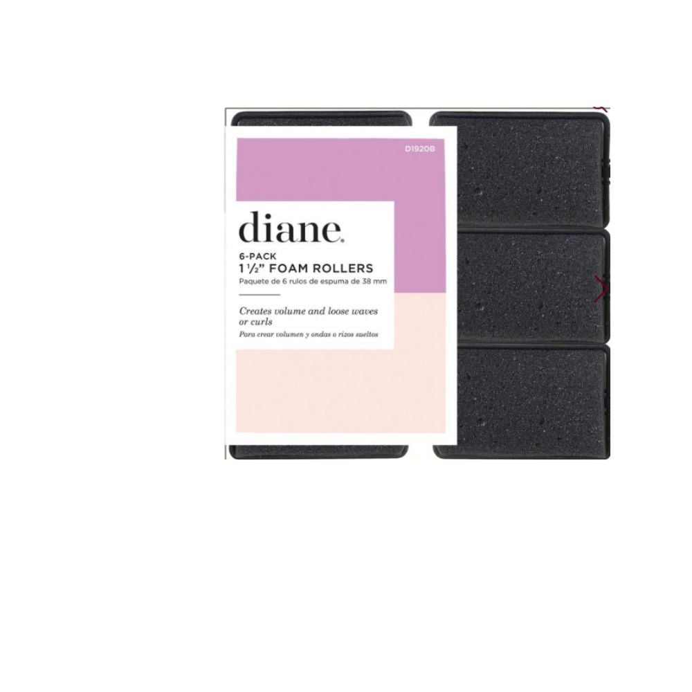 Diane #1920B 6 - Pack Foam Rollers 1 1/2" Black