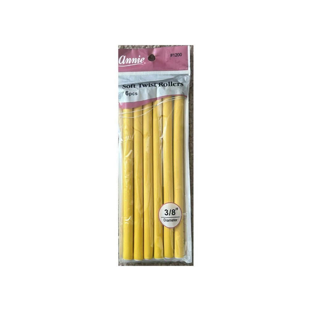 annie soft twist rollers 6 pcs 3/8" yellow