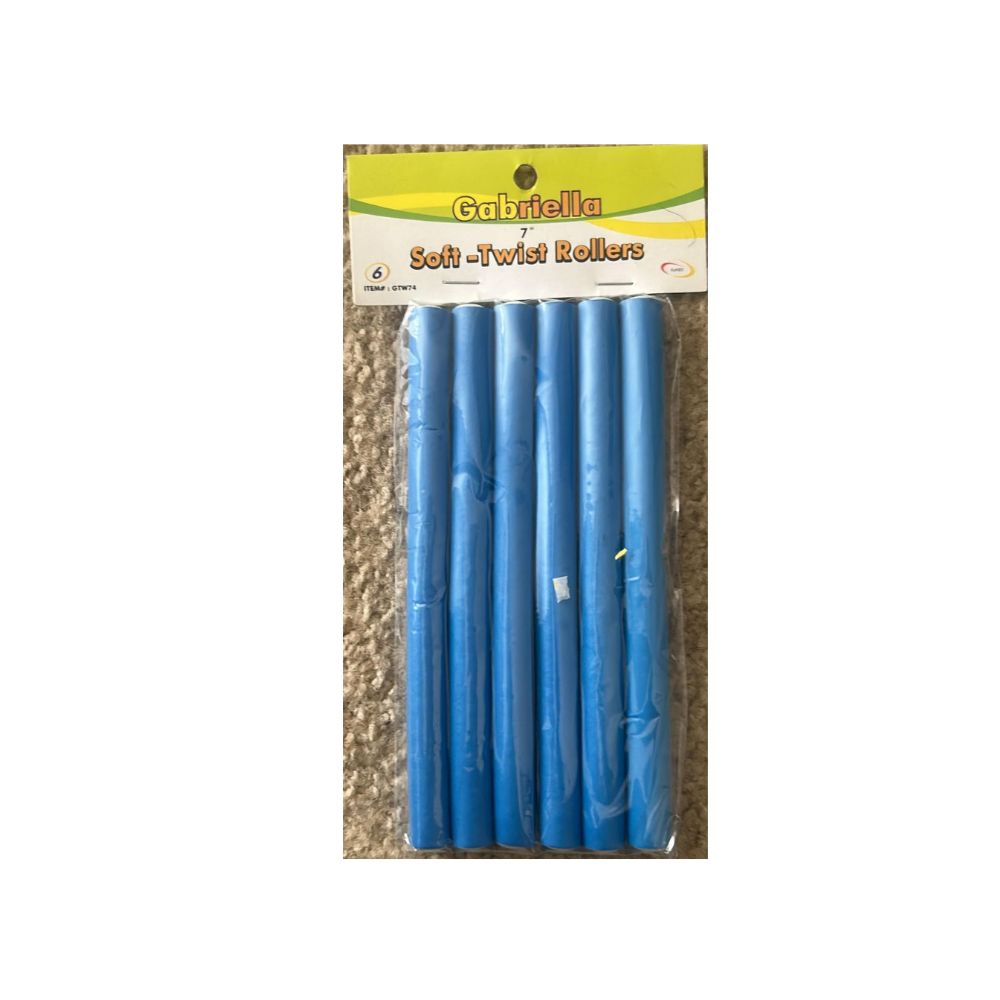 Gabriella 7" soft twist rollers 6 pcs   blue