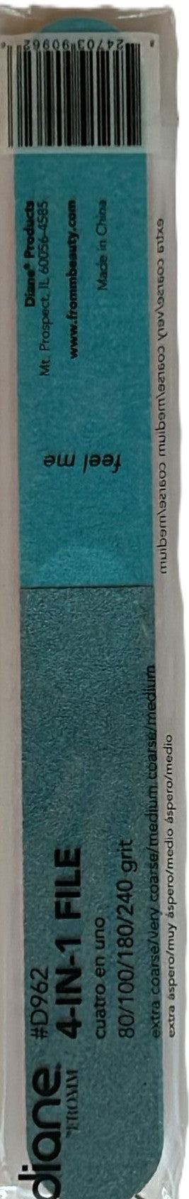 DIANE NAIL FILE 4 IN 1 D962 80/100/180/240 grit blue/pink