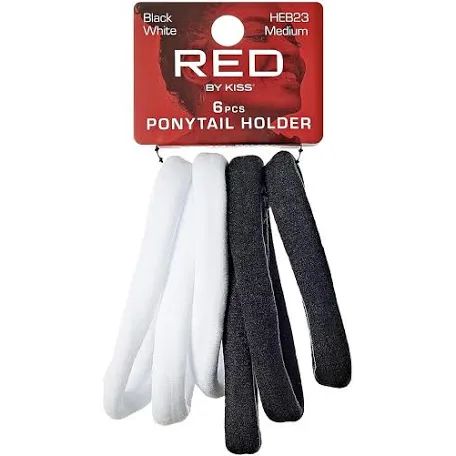 RED BY KISS PONYTAIL HOLDER 6 PCS WHITE BLACK