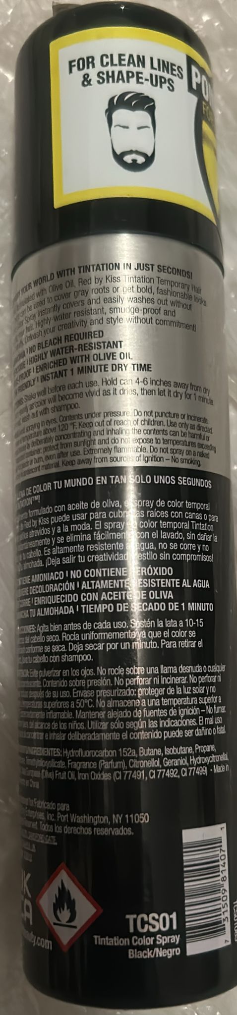 RED BY KISS TEMPORARY HAIR COLOR SPRAY BLACK