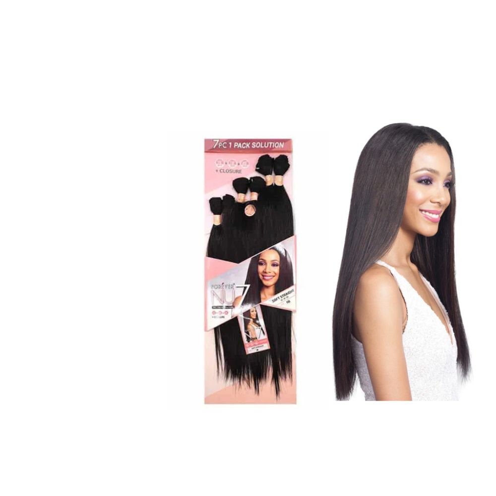 Bobbi Boss Forever NU 7 Weave - SOFT STRAIGHT 7 PCS (1 Pack Solution  2x16/2x18/2x20+Closure)