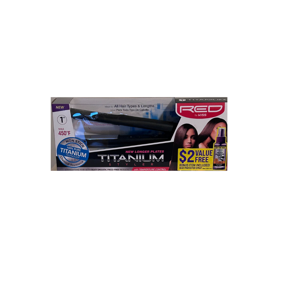 RED by KISS Titanium Styler Flat Iron 1"