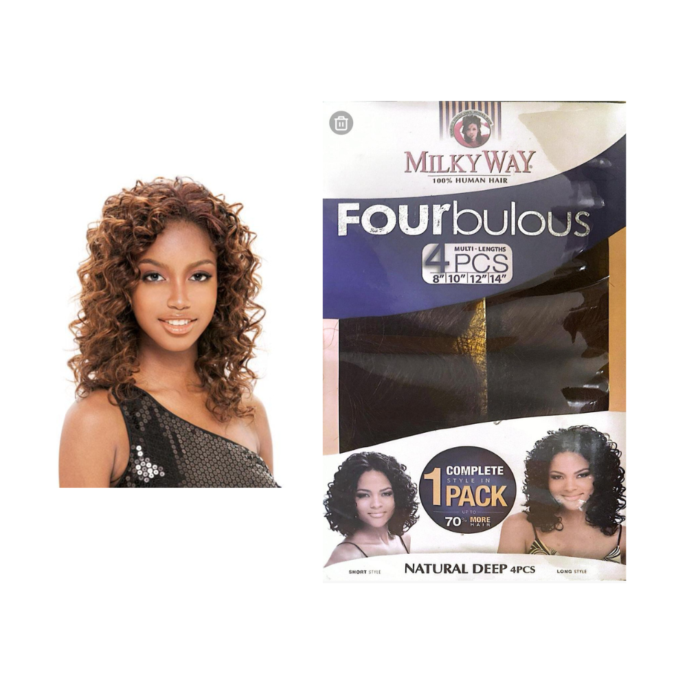 MILKY WAY Fourbulous 100% Human Hair #P4/30 NATURAL DEEP 4 PCS FAFA