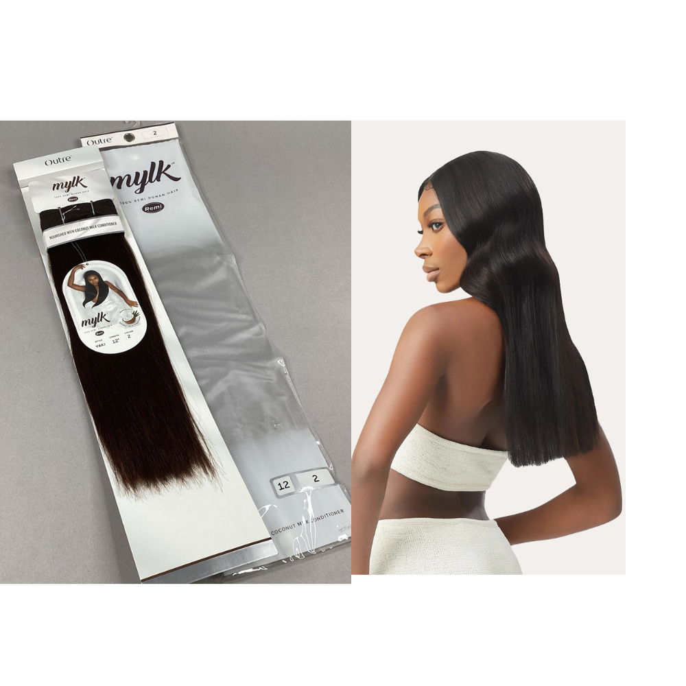 OUTRE MYLK 100% HUMAN HAIR WEAVING - YAKI  (Straight) -12"