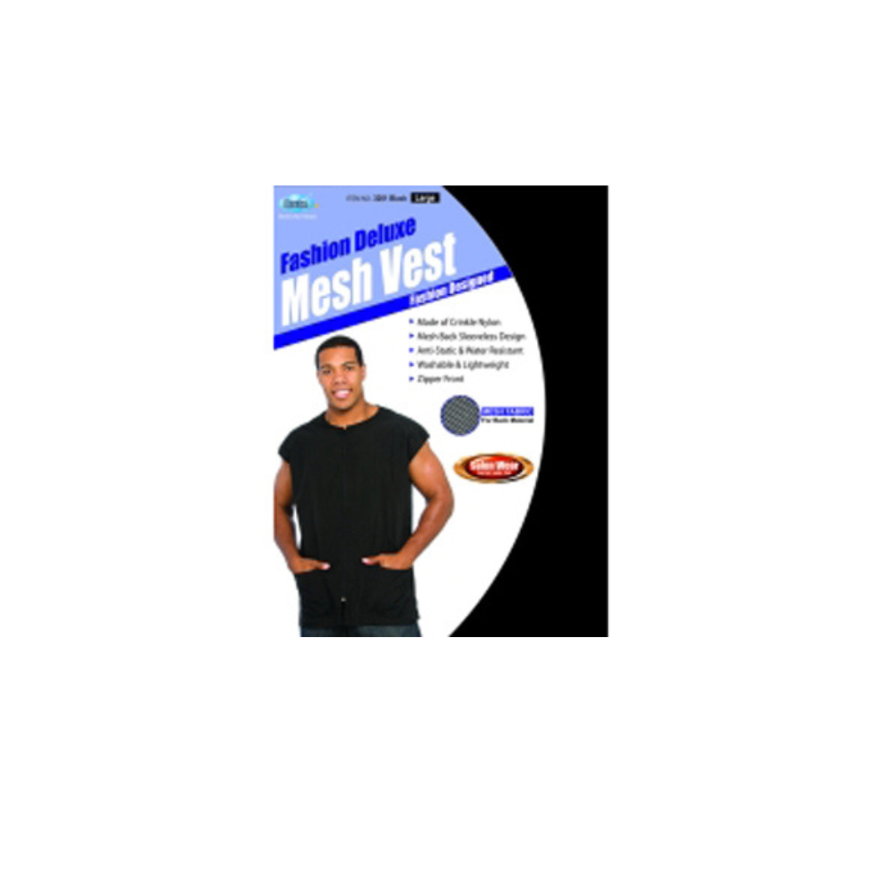 Salonwear / Barberwear:Mesh Vest - Fashion Deluxe : color  Black