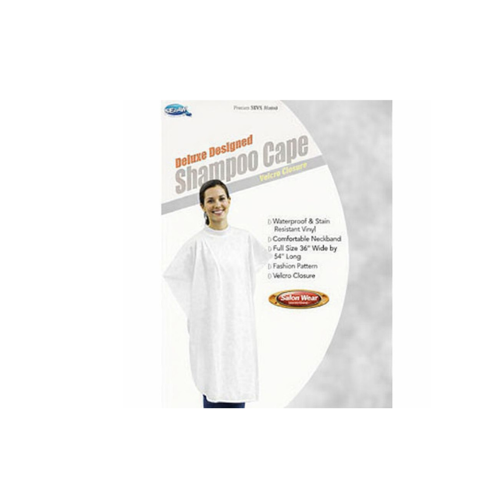 Salonwear / Barberwear: Shampoo Cape - Deluxe Designed : Color White