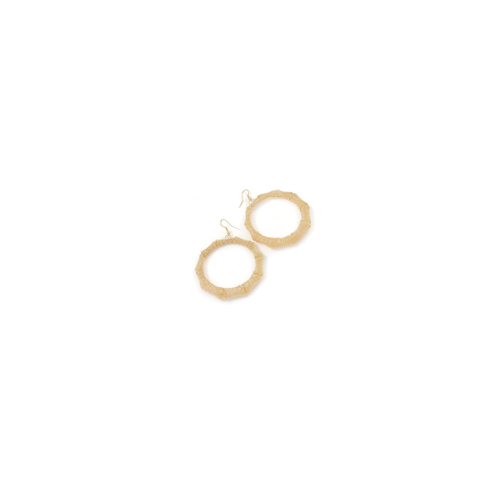 Large Mesh Hoop Earrings In Gold Tone