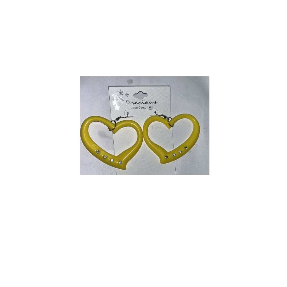 Yellow Heart Hoop Earrings