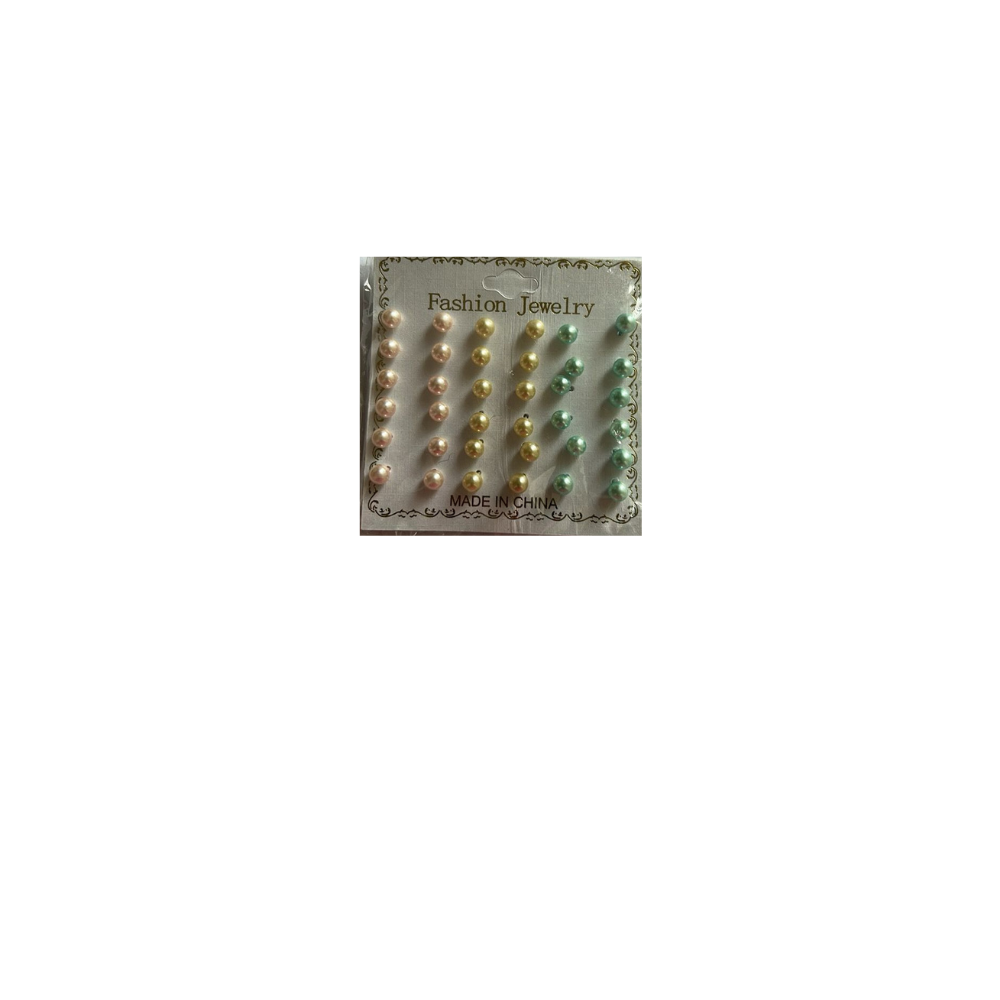 Multi colored bead string women's seven color pearl earring set