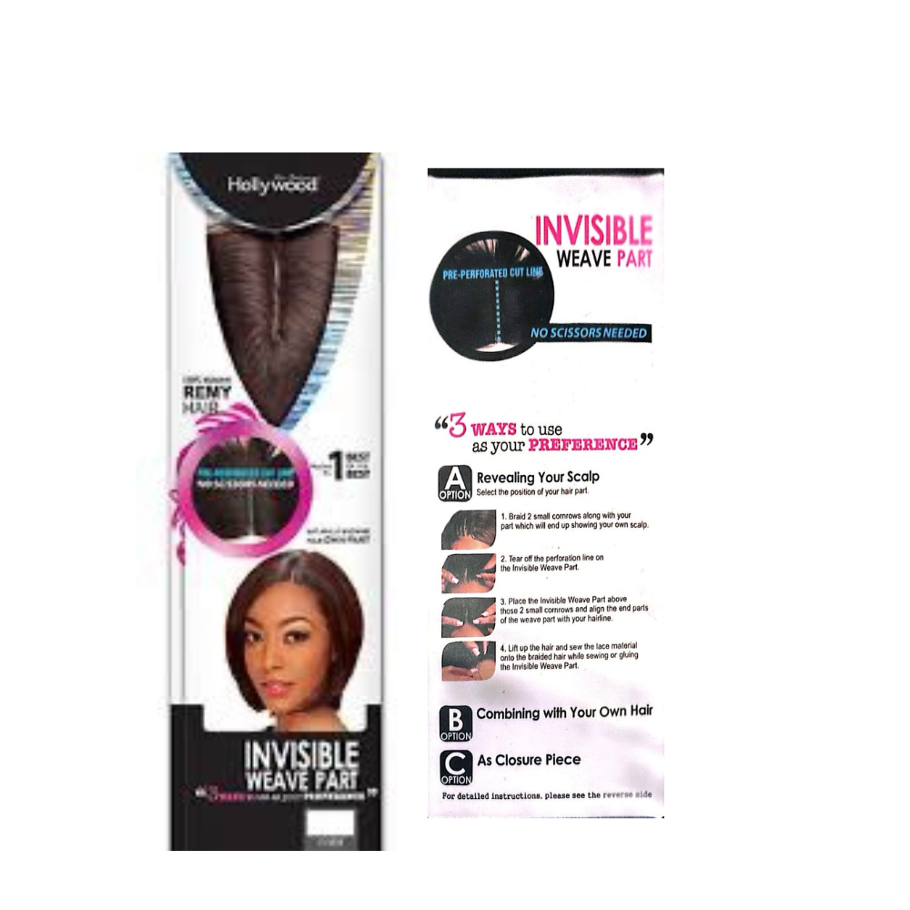 CLOSURE MODEL MODEL E HOLLYWOOD  100% HUMAN HAIR REMY HAIR PIECE - INVISIBLE  PART