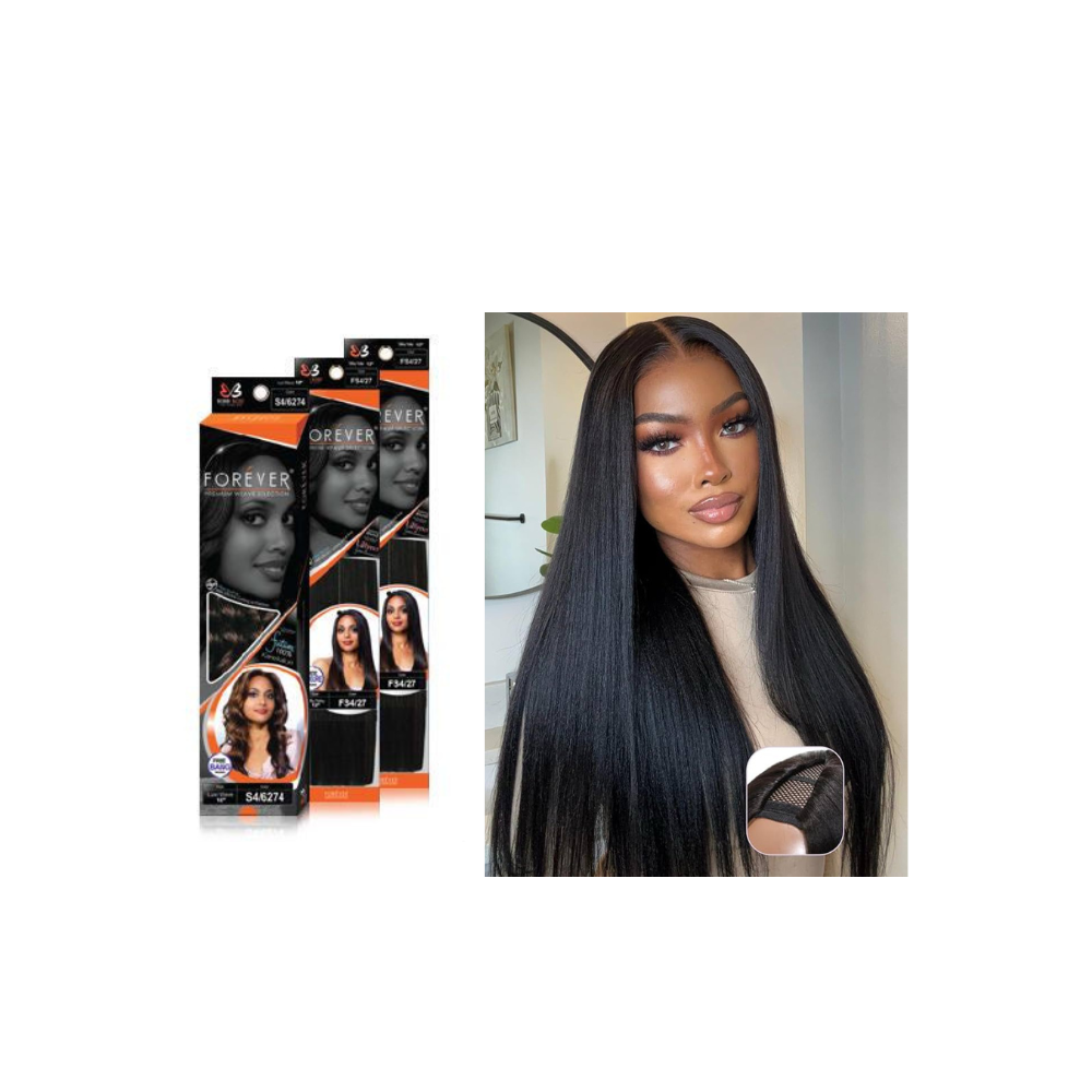 Bobbi Boss Forever Premium Weave Selection- Silky  Yaky  14 "Plus free closure